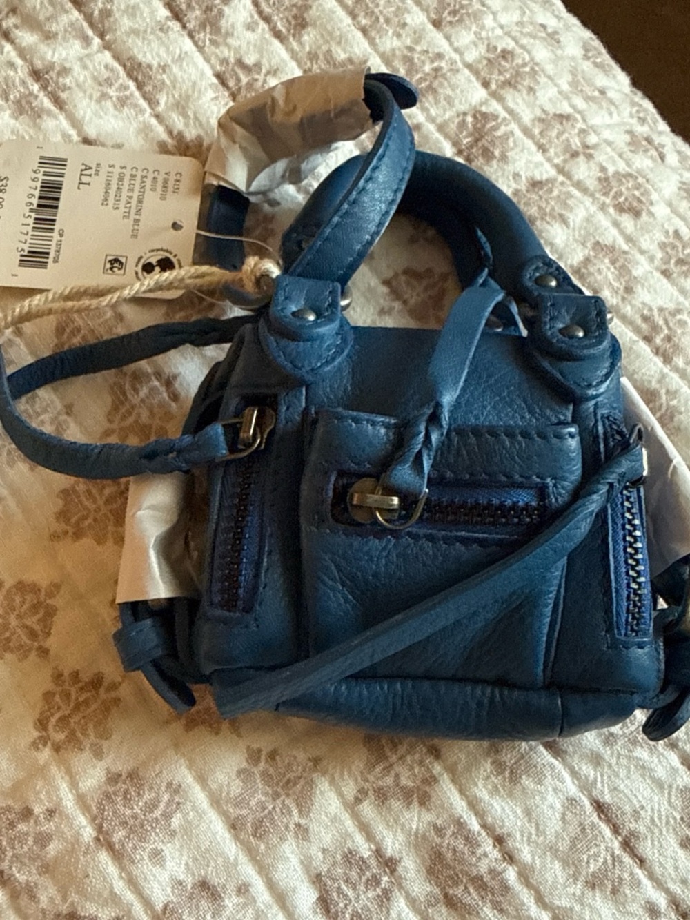 FREE PEOPLE MICRO EMERSON Santorini Blue Mini Satchel Womens Bag -